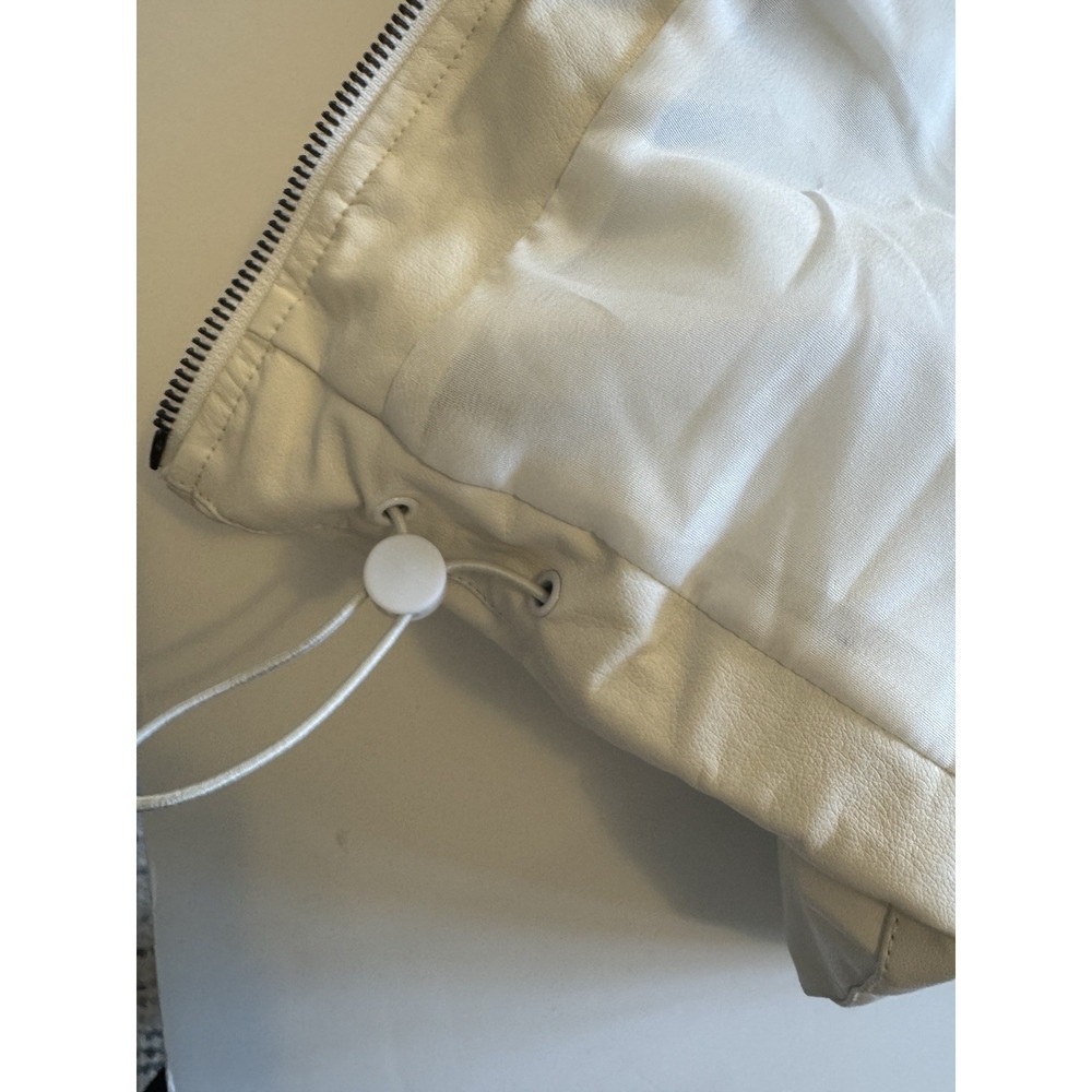 TCEC White Faux Leather Hooded Vest Chevron Quilted - Picture 11 of 14